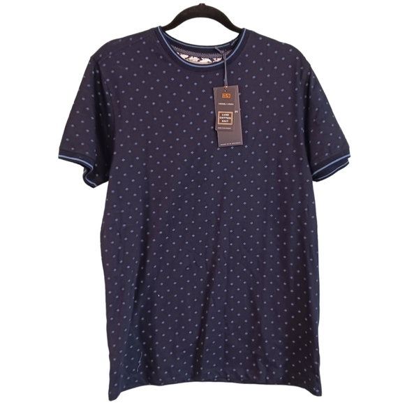 Size Medium Nickel & Iron NY Mens Tee Shirt NWT Luxe Cotton Knit Dark Blue - Picture 1 of 6